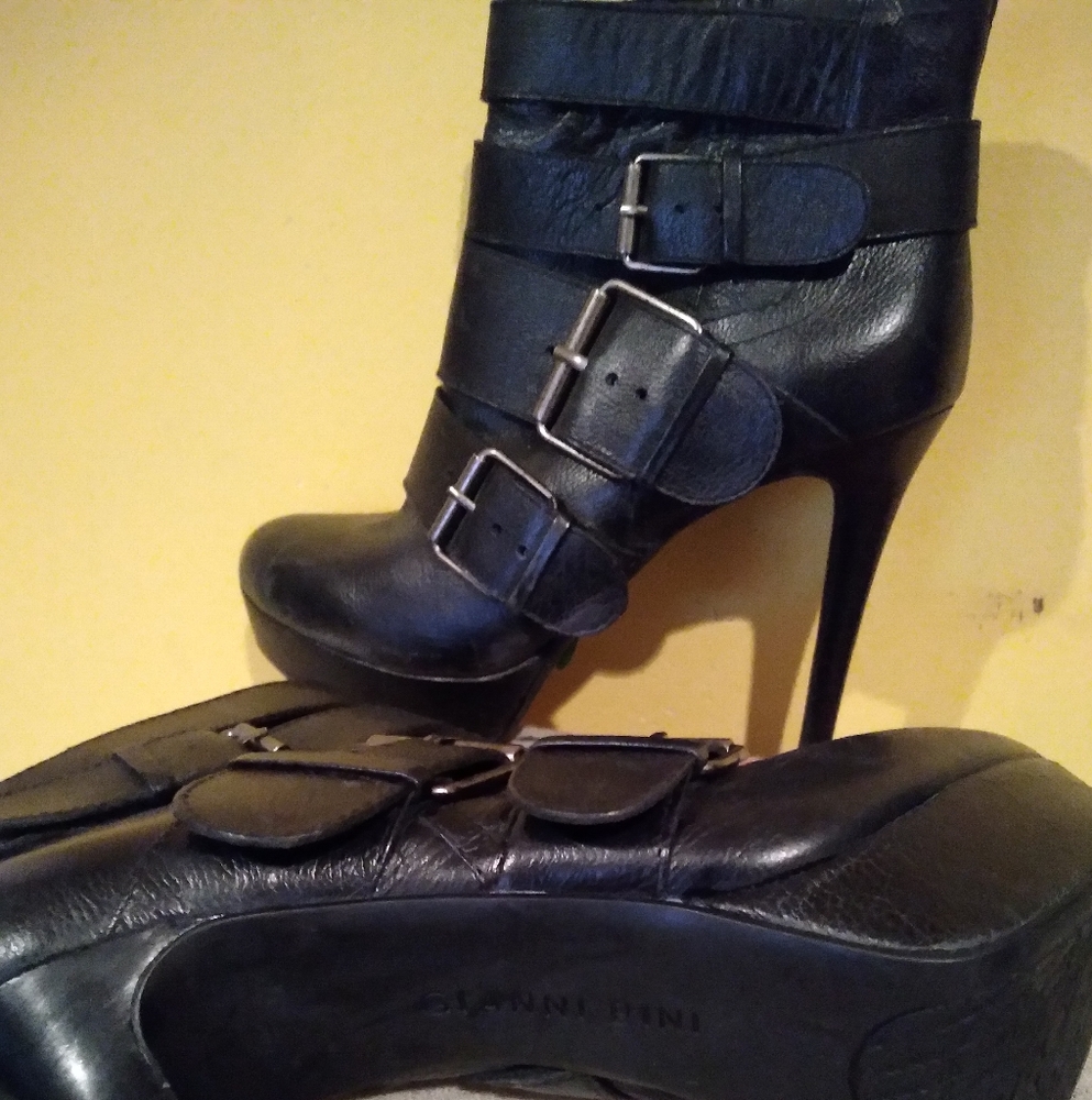 Black Leather ankle boots